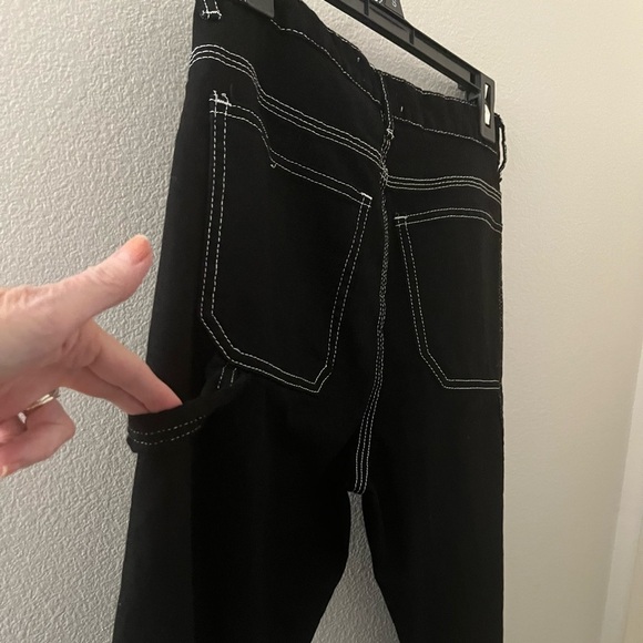 S.O.N.G. 100% Cotton Black Carpenter Style Pant With White Stitching Size 7 EUC - Picture 5 of 11